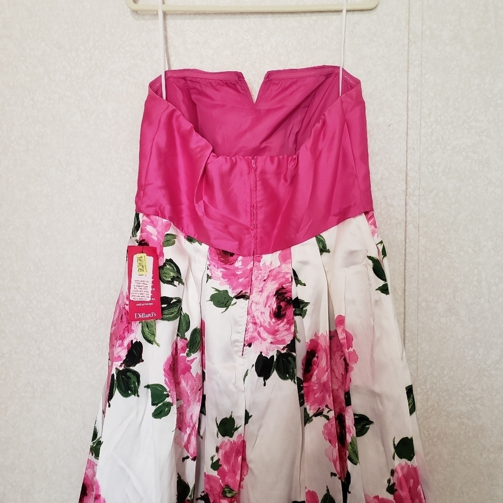 NEW FLORAL STRAPLESS DRESS SIZE:15 - Picture 4 of 12